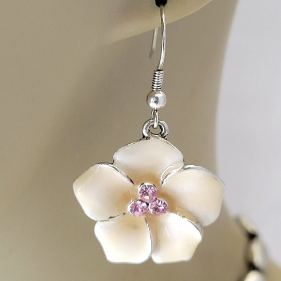 Floral Necklace Enamel Statement Necklace and Earrings Set - Picture 2 of 14